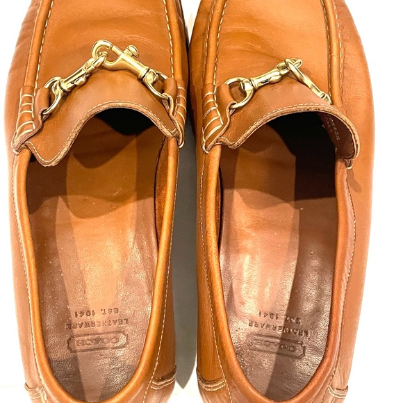 COACH Patterson horsebite Men’s driving shoes tan leather 9.5 MADE IN ITALY - Picture 8 of 13